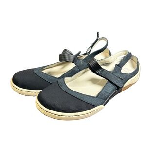 Dansko Mary Jane Flats Black Leather Fabric Athletic Walking Shoes Womens 38 7.5